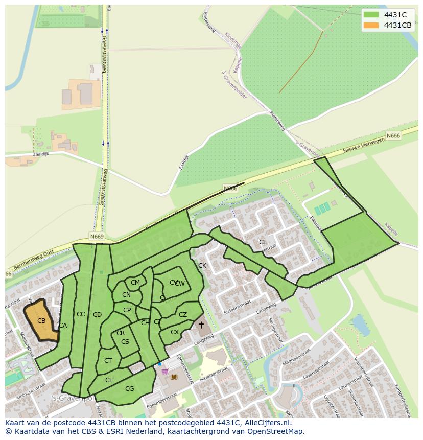Afbeelding van het postcodegebied 4431 CB op de kaart.
