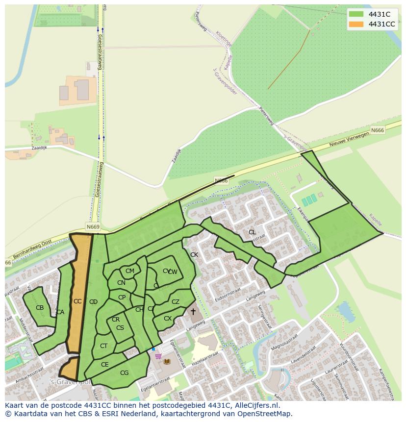 Afbeelding van het postcodegebied 4431 CC op de kaart.