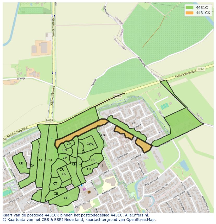 Afbeelding van het postcodegebied 4431 CK op de kaart.