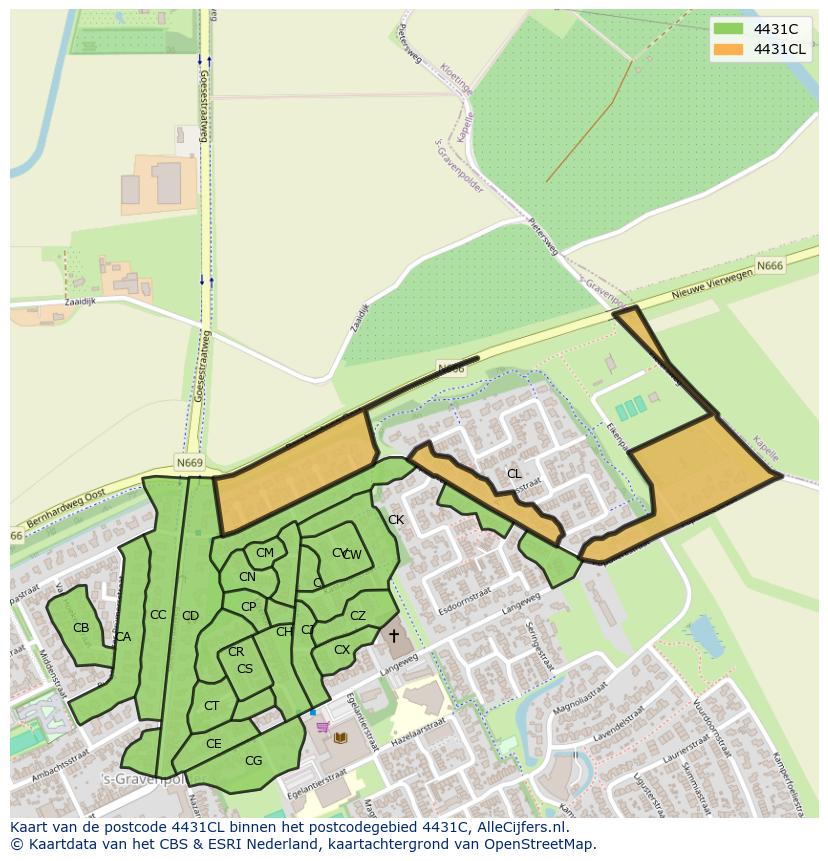 Afbeelding van het postcodegebied 4431 CL op de kaart.
