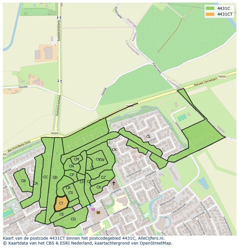Afbeelding van het postcodegebied 4431 CT op de kaart.