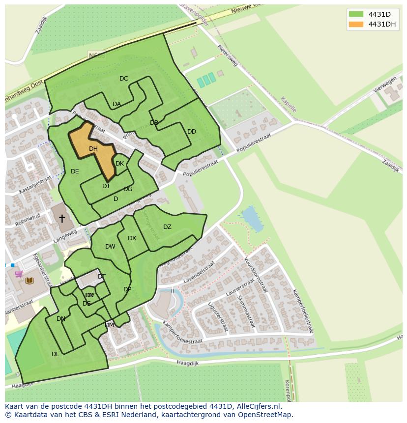 Afbeelding van het postcodegebied 4431 DH op de kaart.