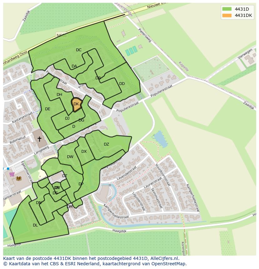 Afbeelding van het postcodegebied 4431 DK op de kaart.