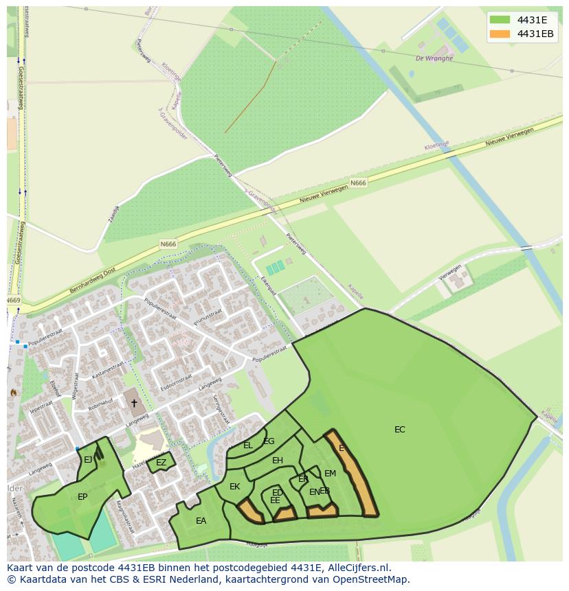 Afbeelding van het postcodegebied 4431 EB op de kaart.