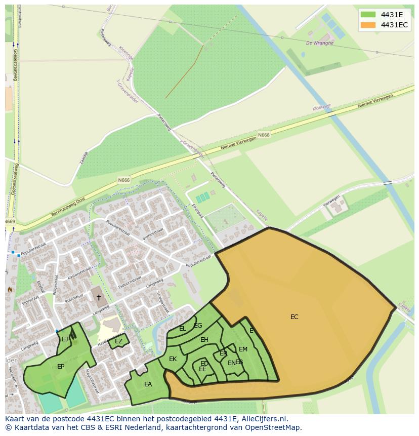 Afbeelding van het postcodegebied 4431 EC op de kaart.
