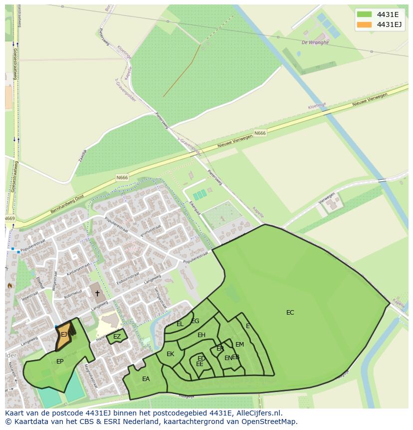 Afbeelding van het postcodegebied 4431 EJ op de kaart.