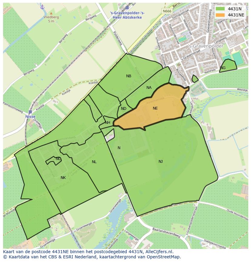 Afbeelding van het postcodegebied 4431 NE op de kaart.