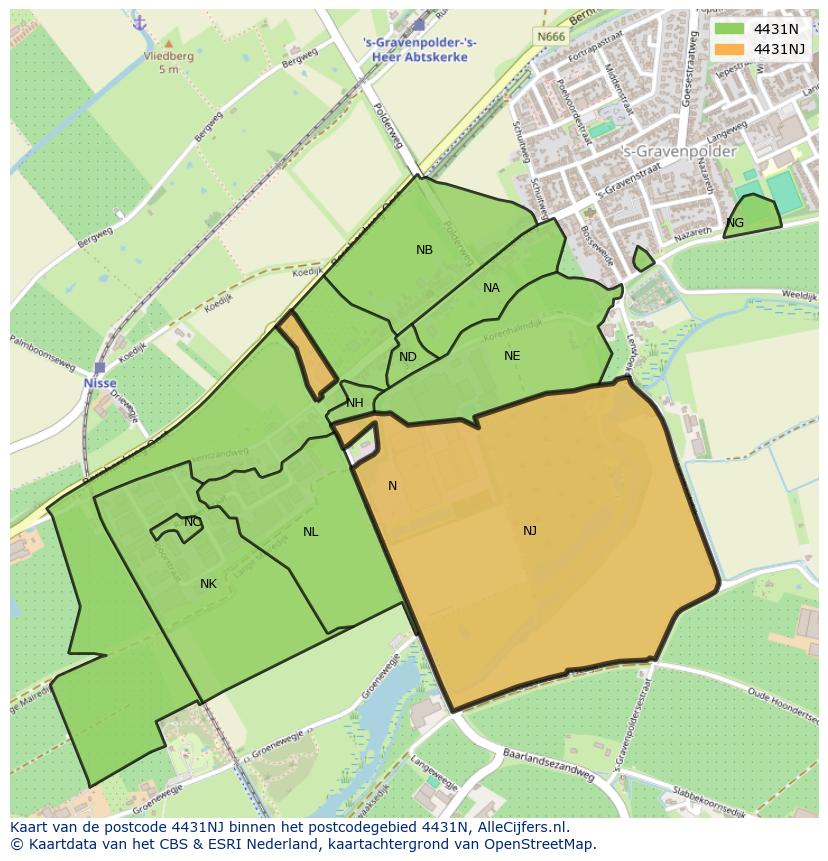 Afbeelding van het postcodegebied 4431 NJ op de kaart.