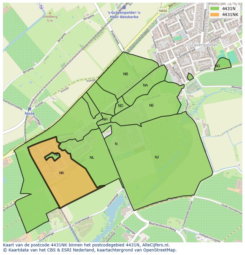 Afbeelding van het postcodegebied 4431 NK op de kaart.