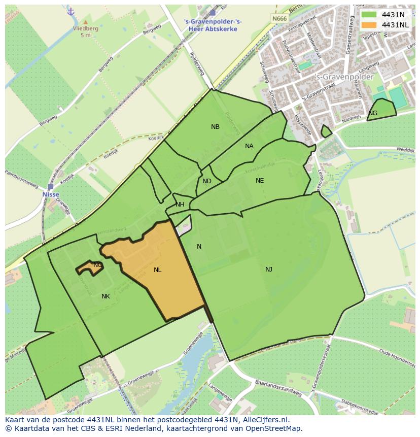 Afbeelding van het postcodegebied 4431 NL op de kaart.
