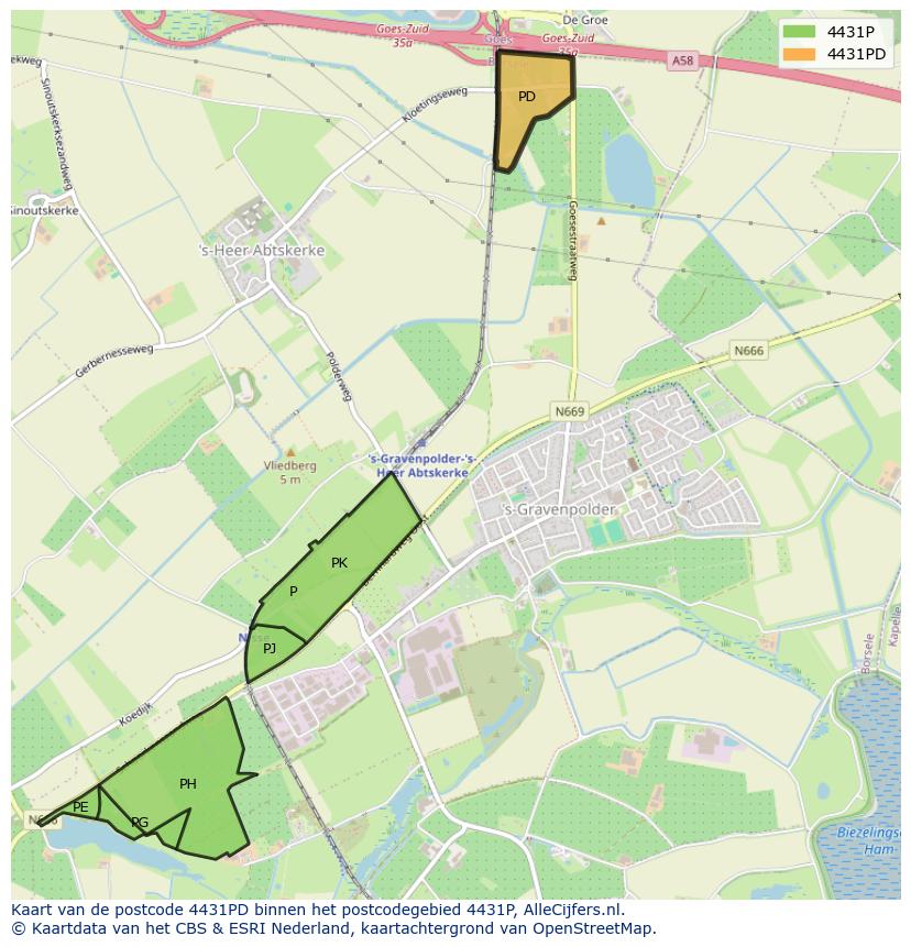 Afbeelding van het postcodegebied 4431 PD op de kaart.