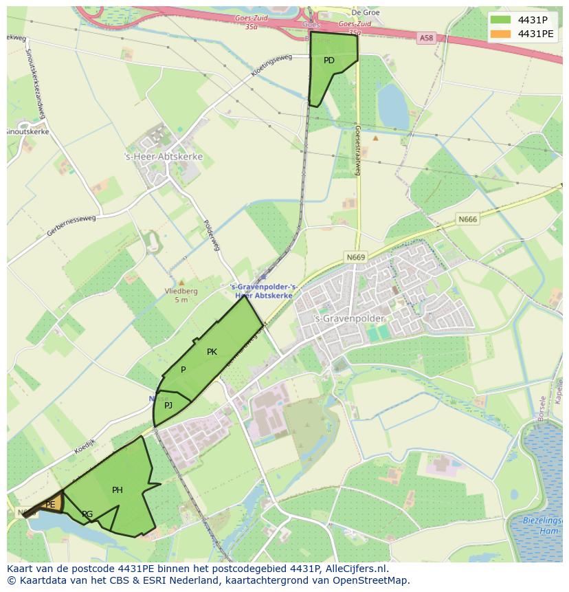 Afbeelding van het postcodegebied 4431 PE op de kaart.