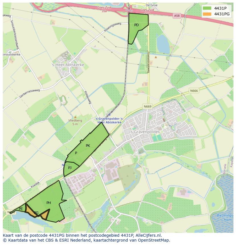 Afbeelding van het postcodegebied 4431 PG op de kaart.