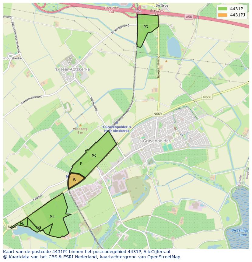 Afbeelding van het postcodegebied 4431 PJ op de kaart.