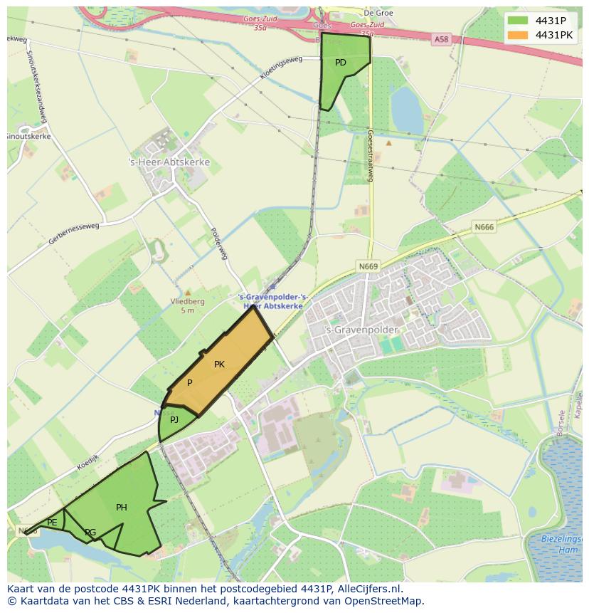 Afbeelding van het postcodegebied 4431 PK op de kaart.
