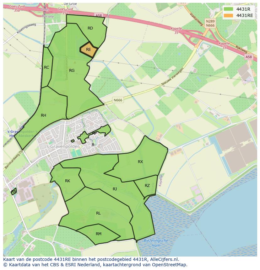 Afbeelding van het postcodegebied 4431 RE op de kaart.