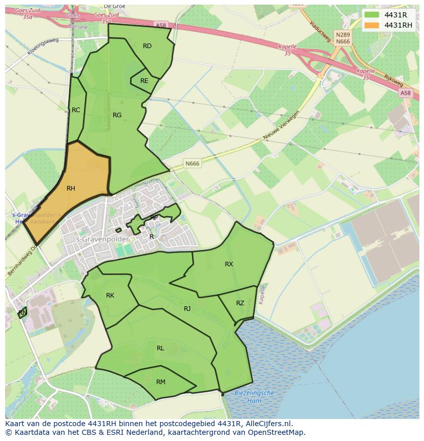 Afbeelding van het postcodegebied 4431 RH op de kaart.