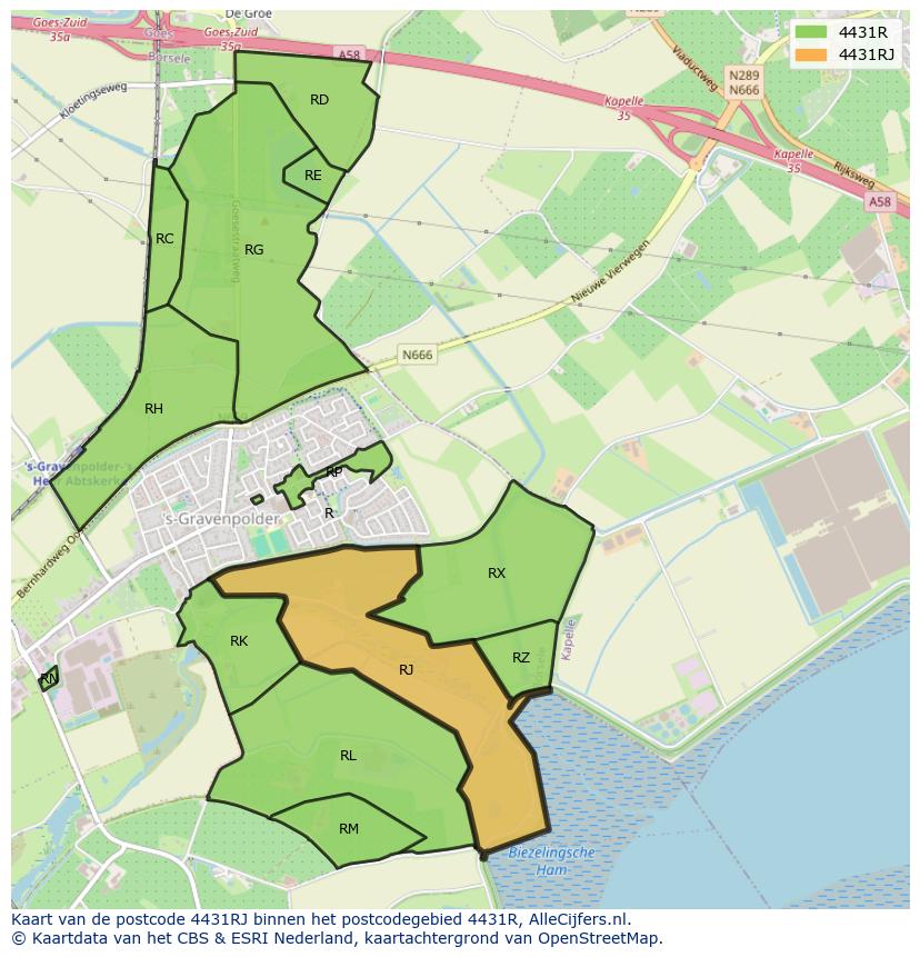 Afbeelding van het postcodegebied 4431 RJ op de kaart.