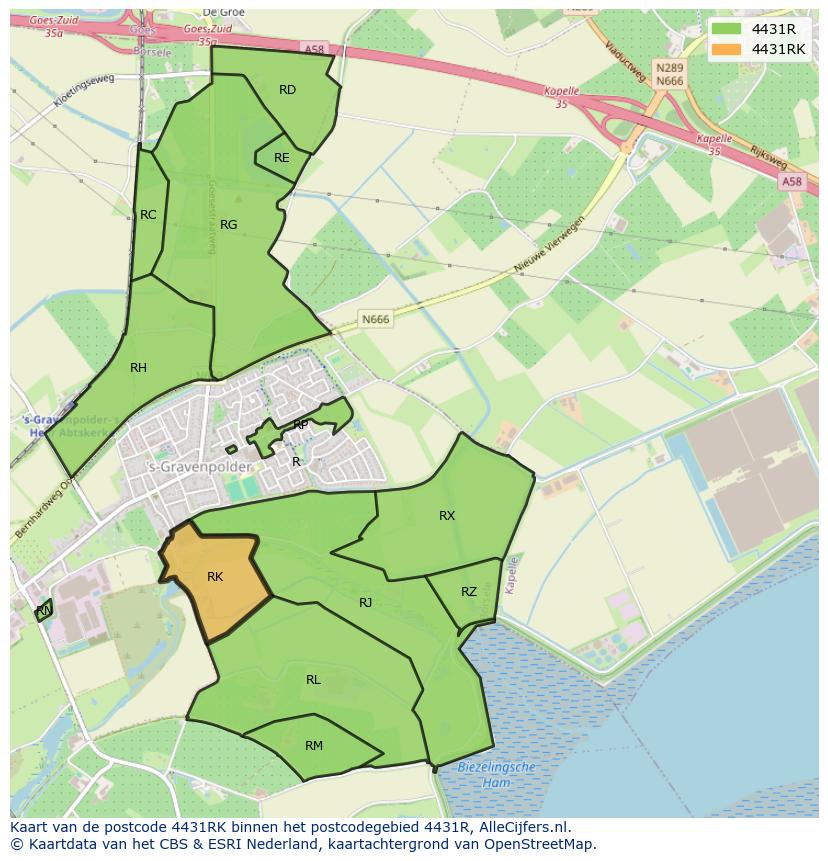 Afbeelding van het postcodegebied 4431 RK op de kaart.