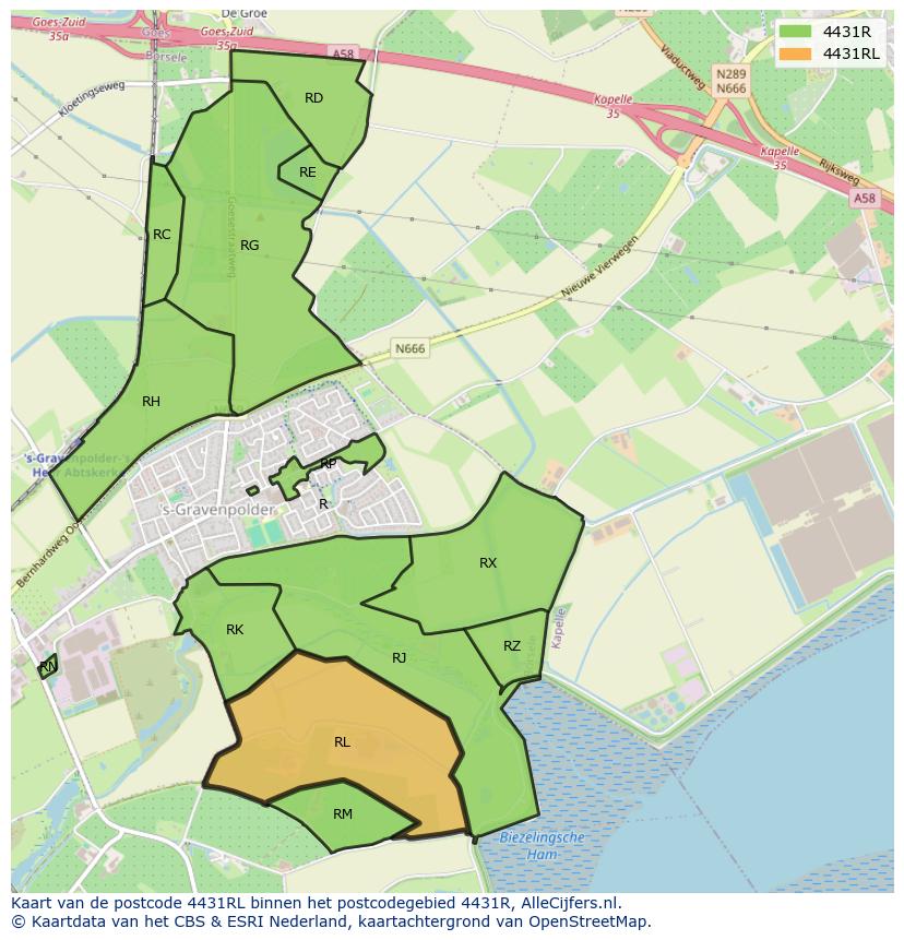 Afbeelding van het postcodegebied 4431 RL op de kaart.