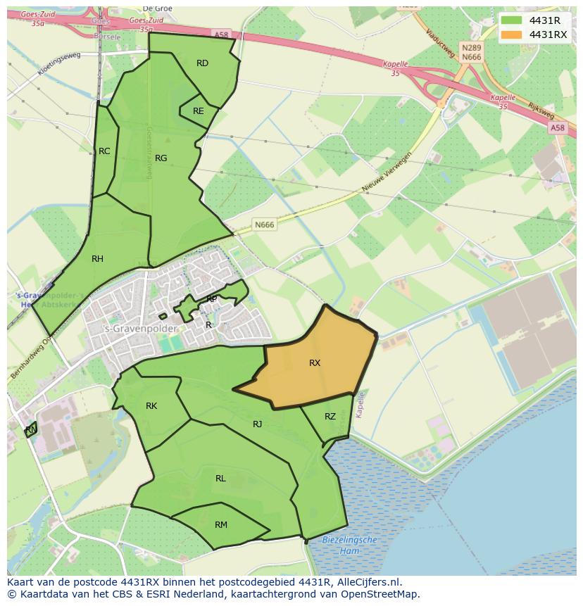 Afbeelding van het postcodegebied 4431 RX op de kaart.