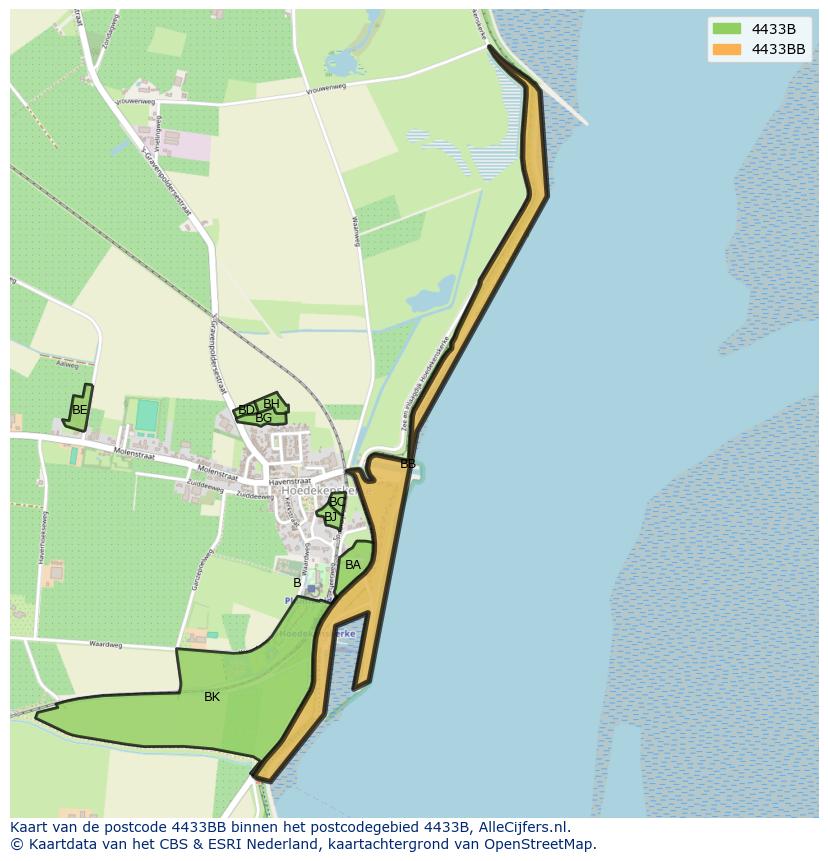 Afbeelding van het postcodegebied 4433 BB op de kaart.