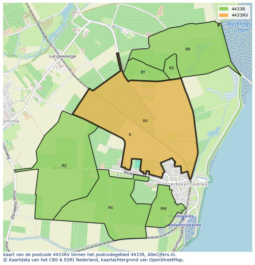 Afbeelding van het postcodegebied 4433 RV op de kaart.