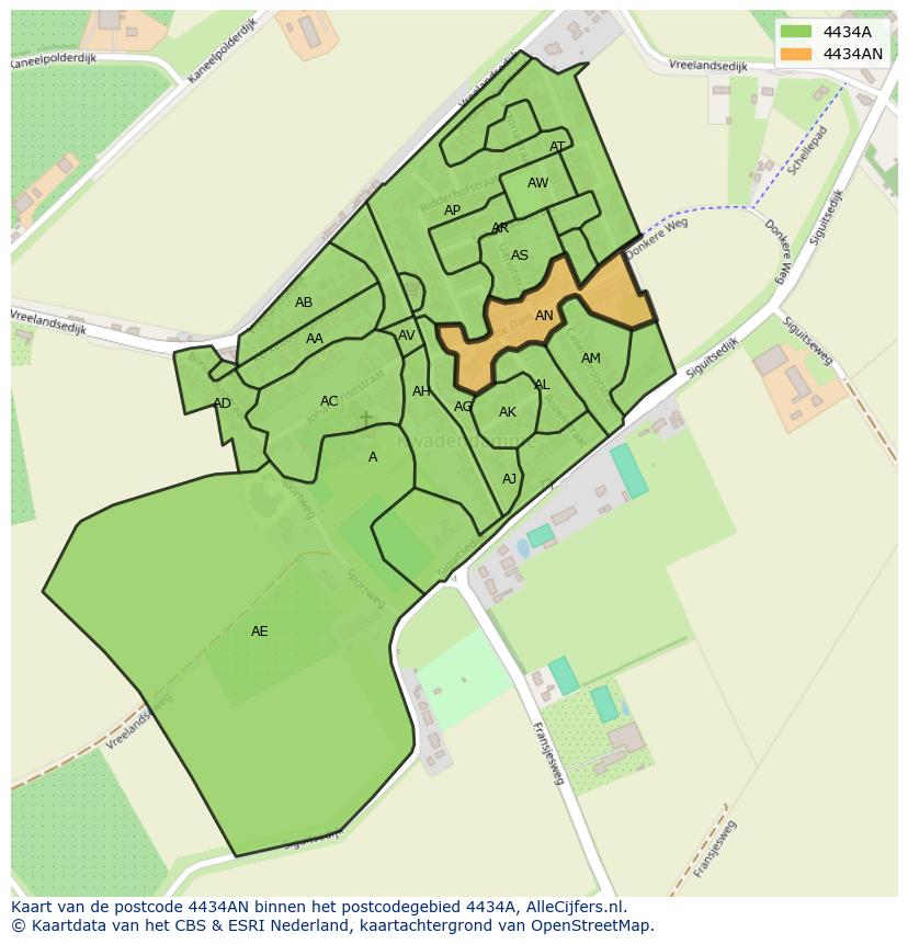Afbeelding van het postcodegebied 4434 AN op de kaart.