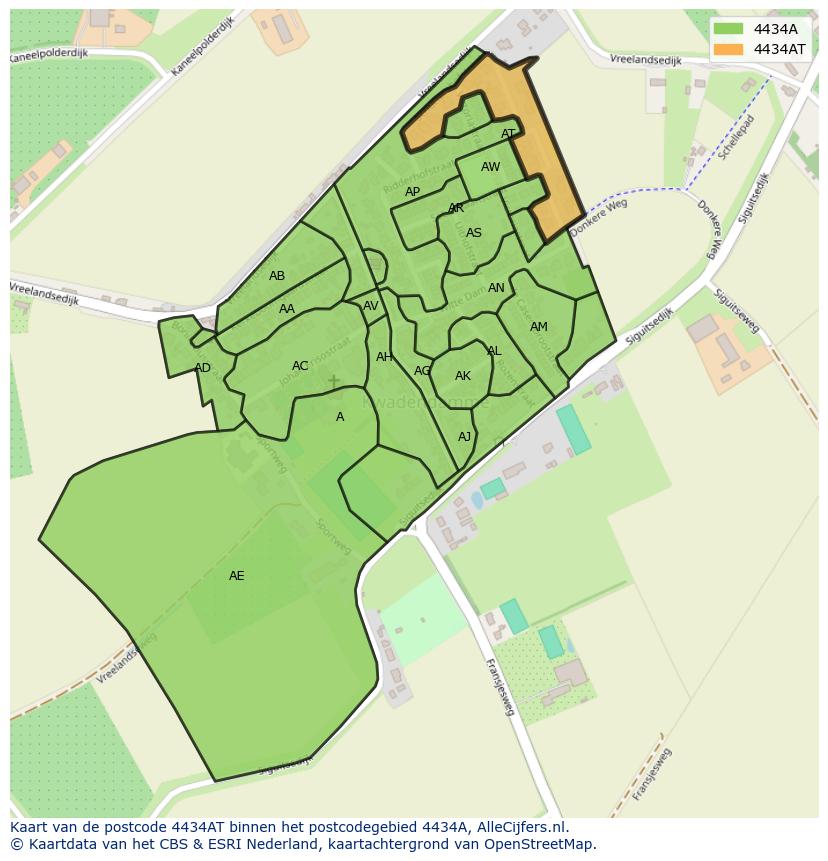 Afbeelding van het postcodegebied 4434 AT op de kaart.