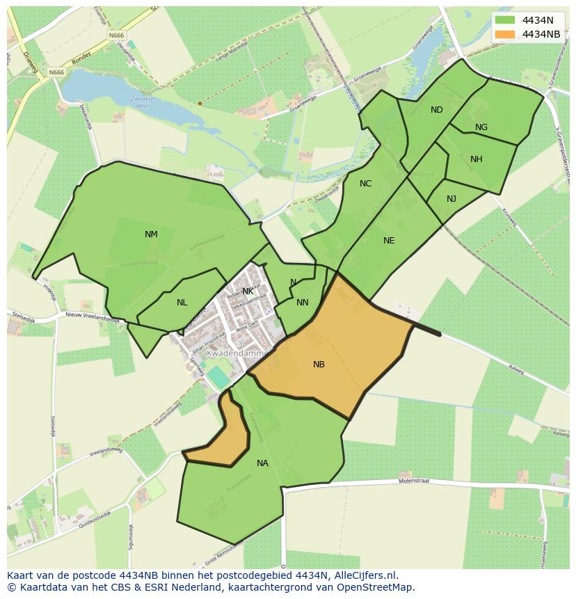 Afbeelding van het postcodegebied 4434 NB op de kaart.