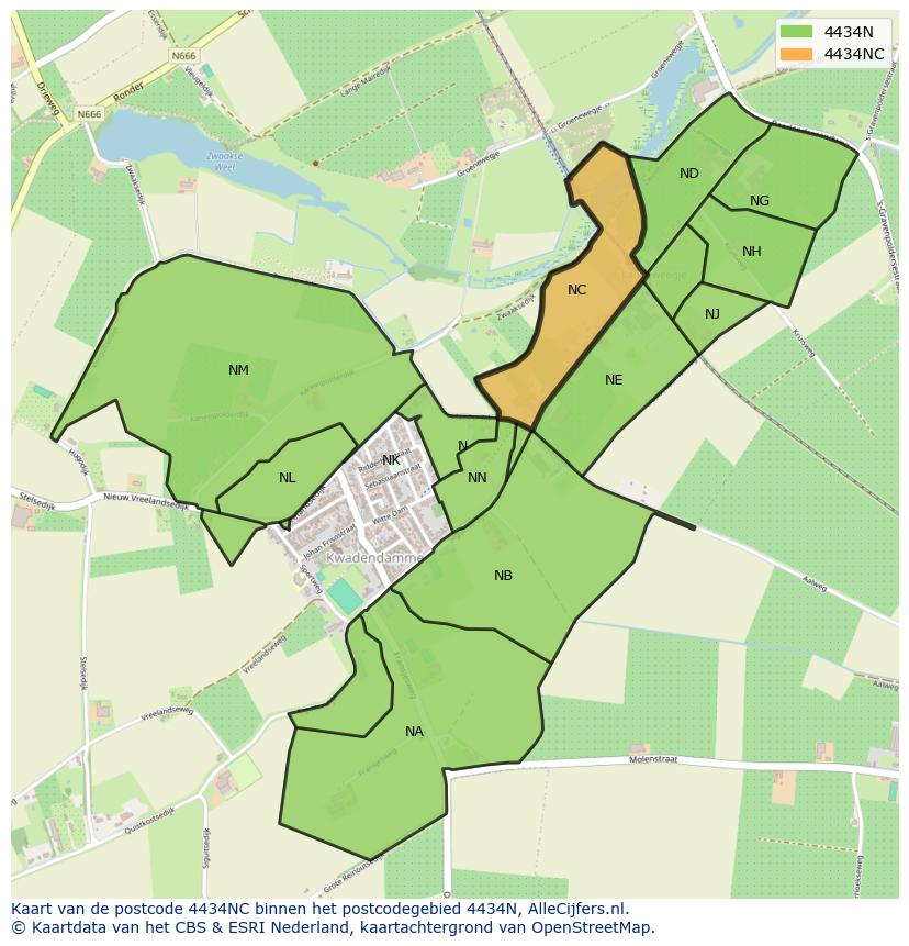Afbeelding van het postcodegebied 4434 NC op de kaart.