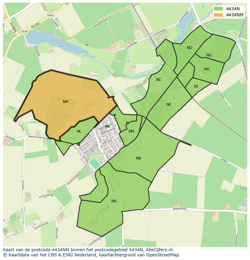Afbeelding van het postcodegebied 4434 NM op de kaart.