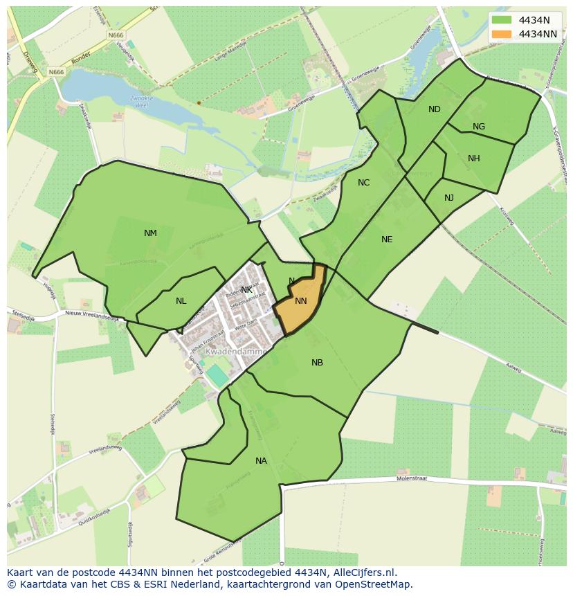 Afbeelding van het postcodegebied 4434 NN op de kaart.