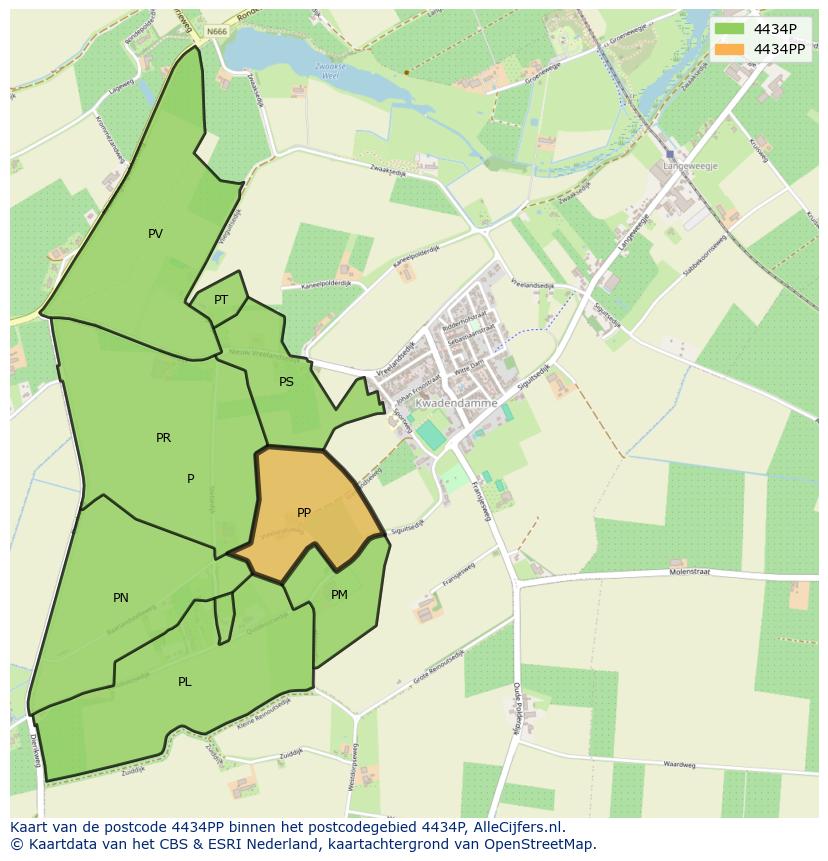 Afbeelding van het postcodegebied 4434 PP op de kaart.
