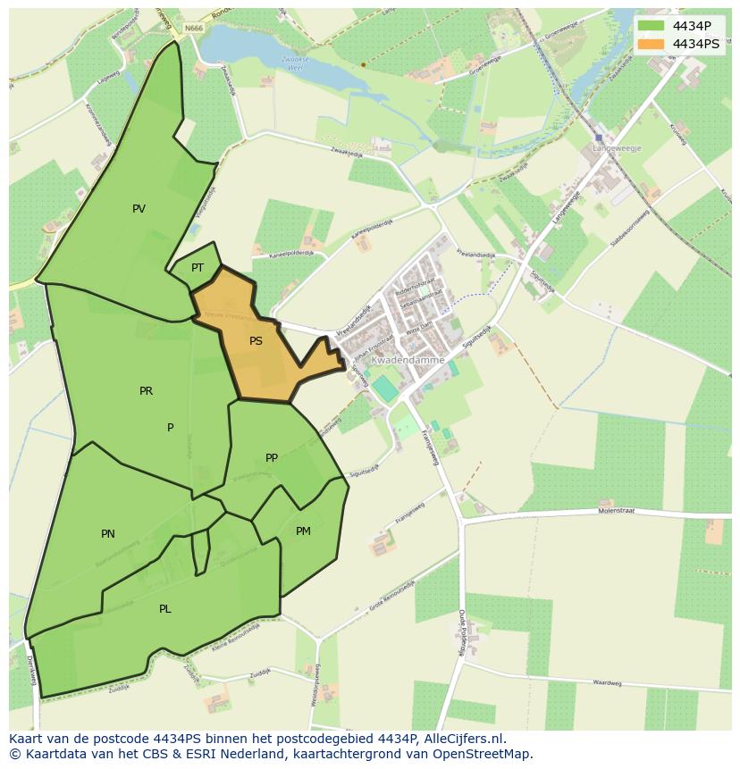 Afbeelding van het postcodegebied 4434 PS op de kaart.