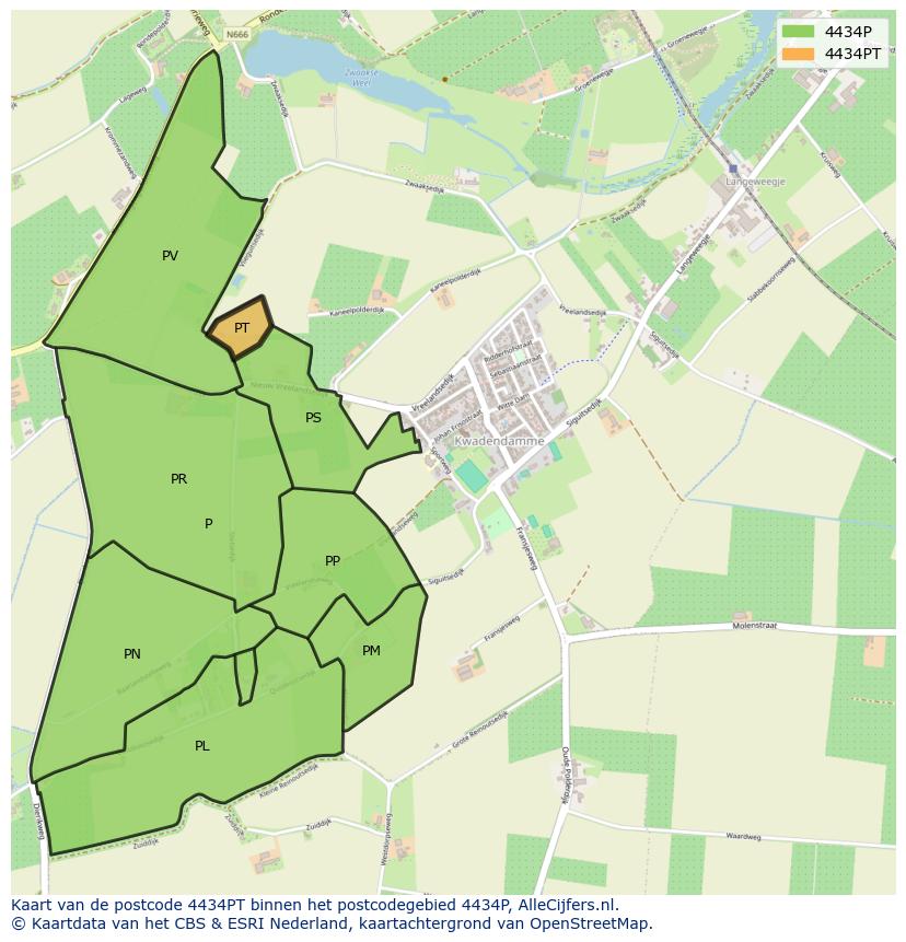 Afbeelding van het postcodegebied 4434 PT op de kaart.