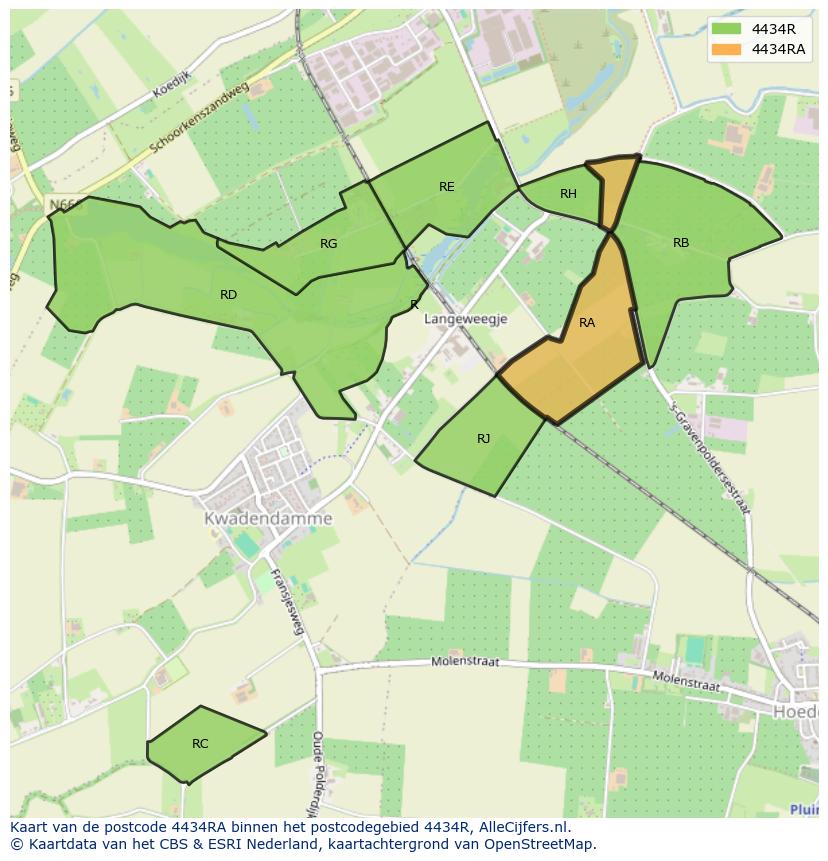 Afbeelding van het postcodegebied 4434 RA op de kaart.