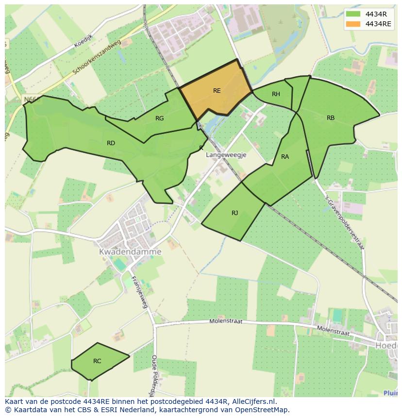 Afbeelding van het postcodegebied 4434 RE op de kaart.