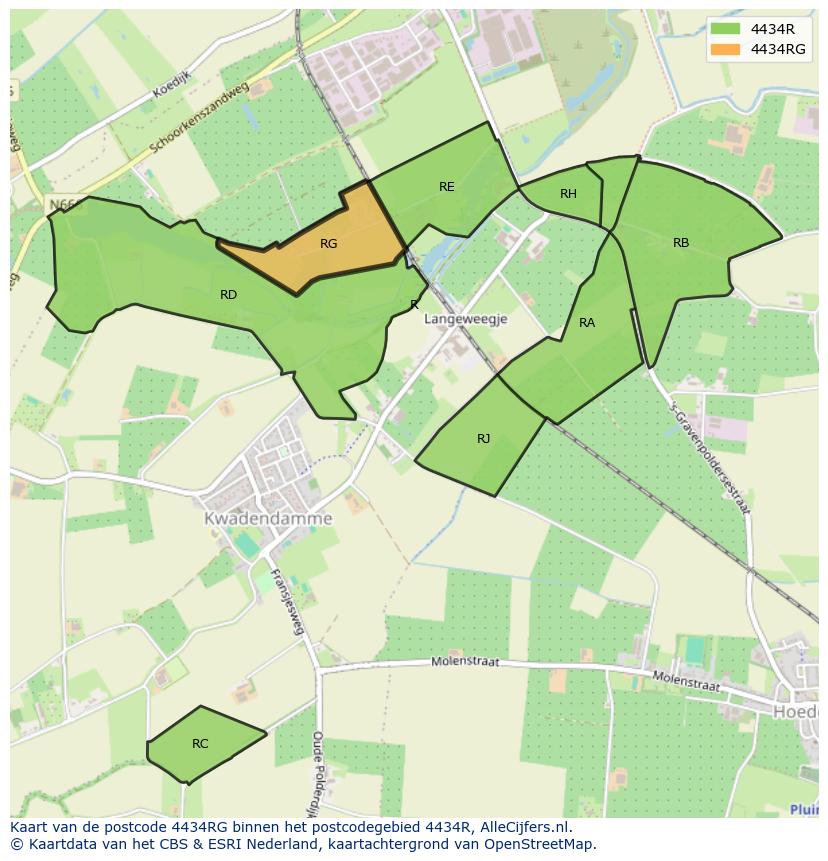 Afbeelding van het postcodegebied 4434 RG op de kaart.