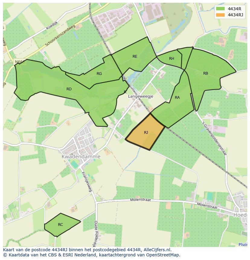Afbeelding van het postcodegebied 4434 RJ op de kaart.