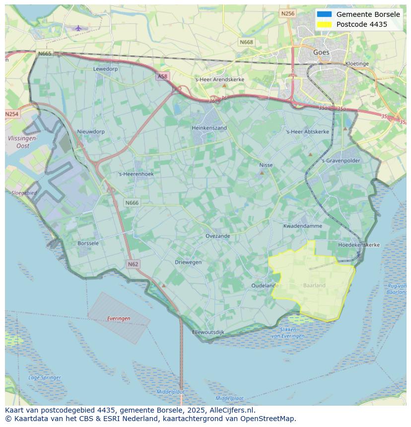 Afbeelding van het postcodegebied 4435 op de kaart.
