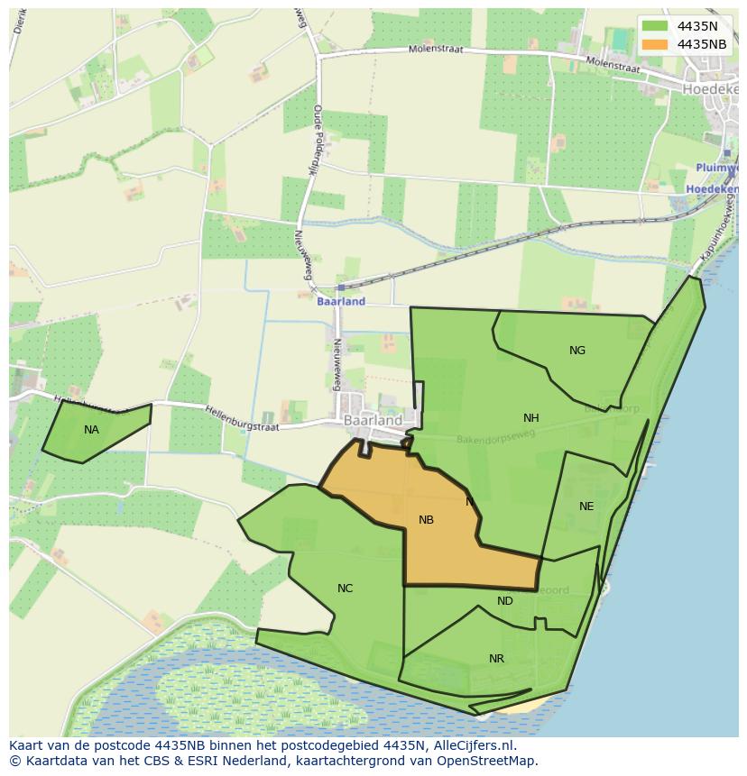 Afbeelding van het postcodegebied 4435 NB op de kaart.