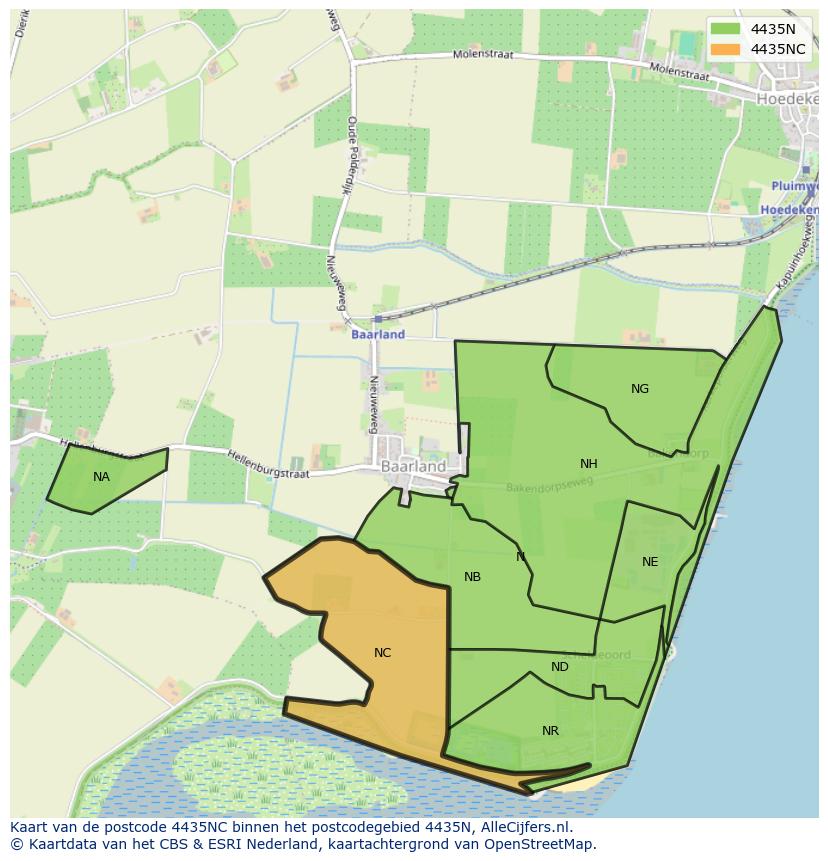 Afbeelding van het postcodegebied 4435 NC op de kaart.