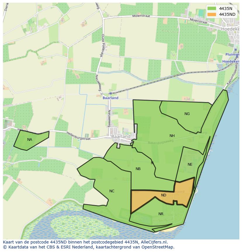 Afbeelding van het postcodegebied 4435 ND op de kaart.