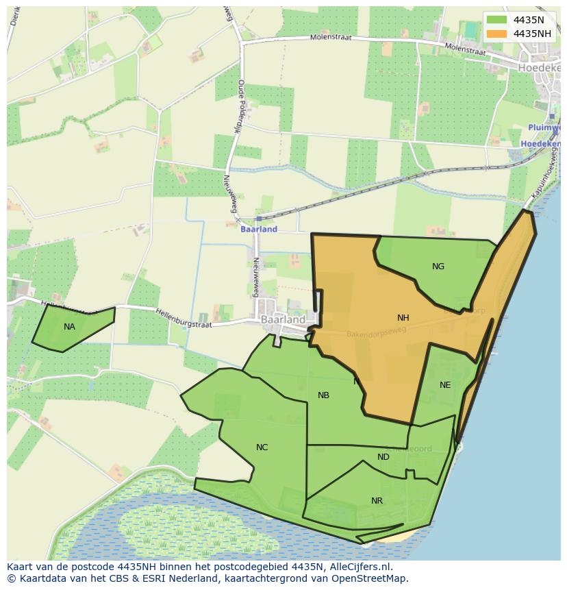 Afbeelding van het postcodegebied 4435 NH op de kaart.