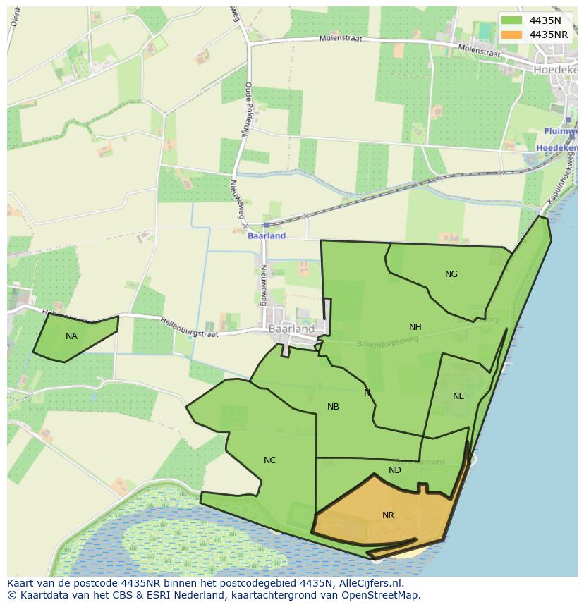 Afbeelding van het postcodegebied 4435 NR op de kaart.