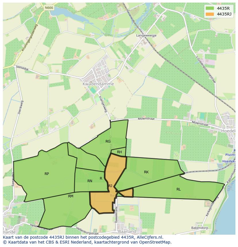 Afbeelding van het postcodegebied 4435 RJ op de kaart.