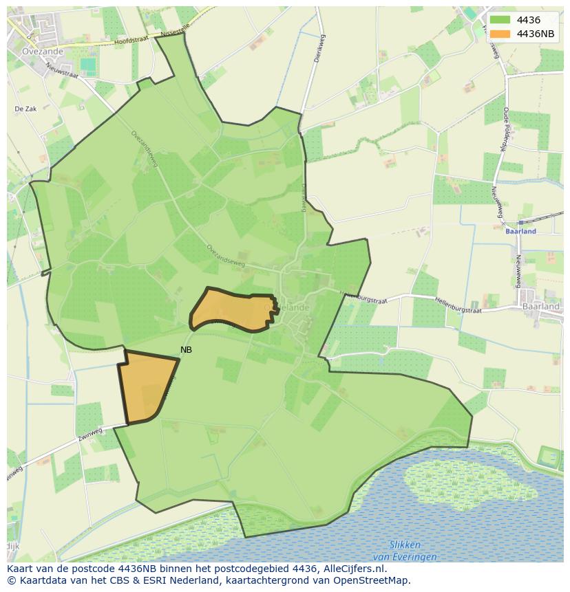 Afbeelding van het postcodegebied 4436 NB op de kaart.