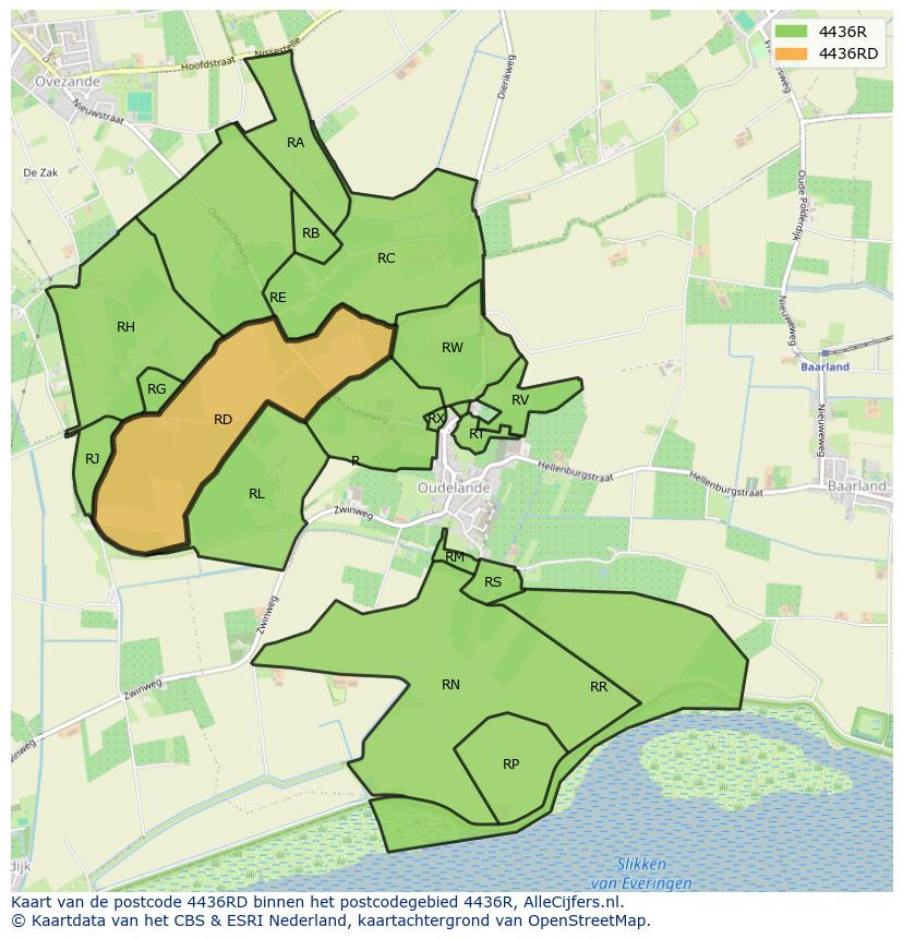 Afbeelding van het postcodegebied 4436 RD op de kaart.