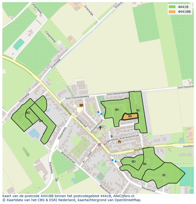 Afbeelding van het postcodegebied 4441 BB op de kaart.